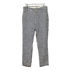 Anthropologie The Essential Slim Pants Blue Stripe Floral High-Waist Trousers W4